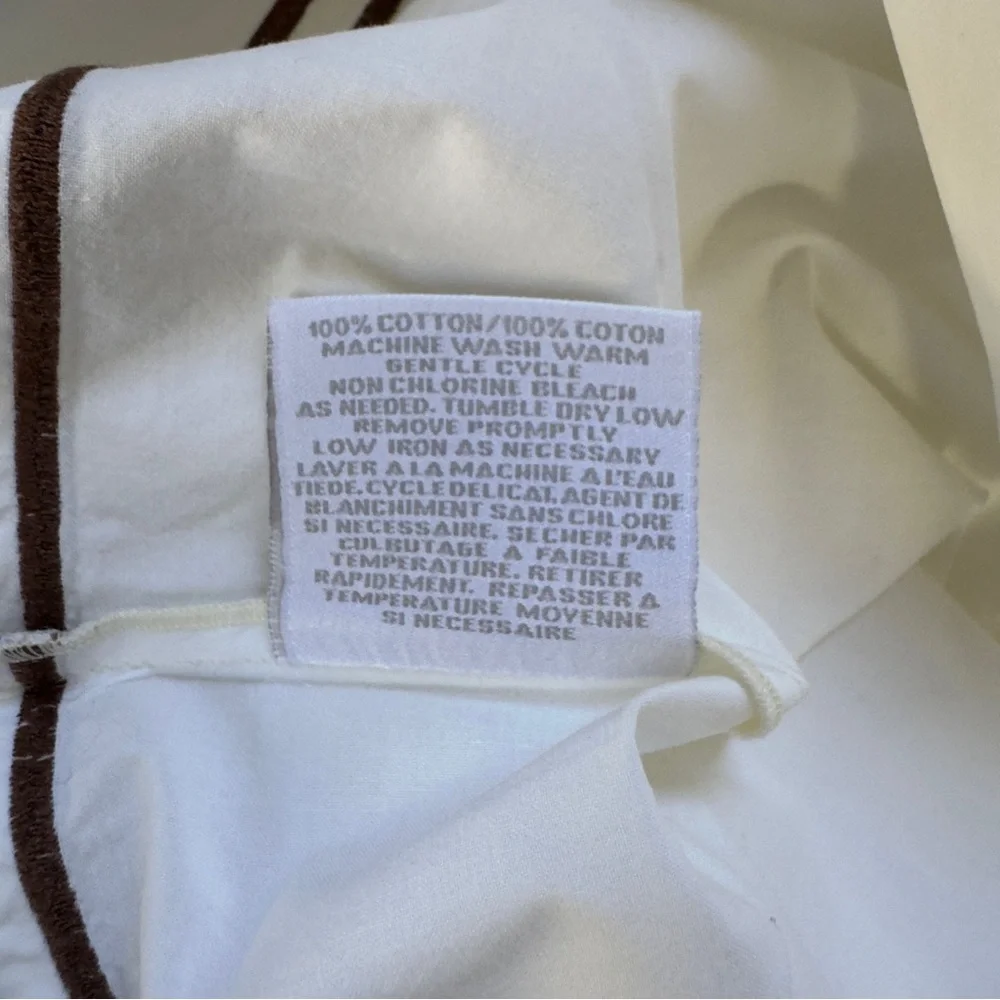 Restoration Hardware Pillow Shams Brown Stitch Embroidered Set of 2